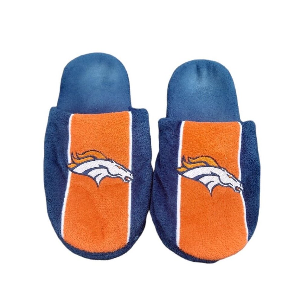 NFL Denver Broncos Slide Slippers Mens Medium (9-10) Blue Orange Hard Sole